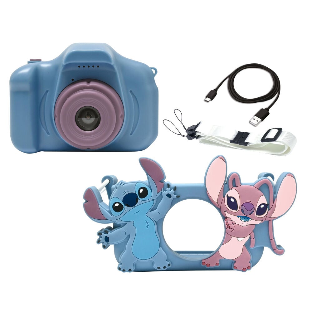 Cámara digital Disney Stitch y Angel con funda protectora