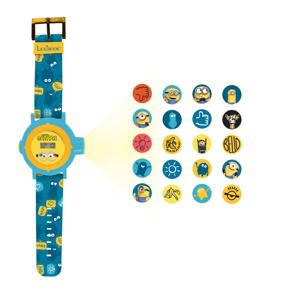 Reloj digital proyector Minions Lexibook azul y amarillo