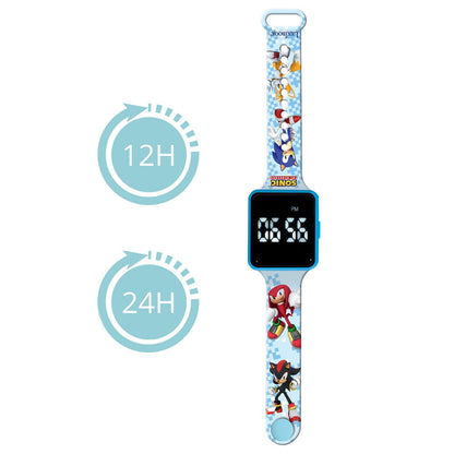 Reloj digital LED azul de Sonic The Hedgehog con correa ajustable