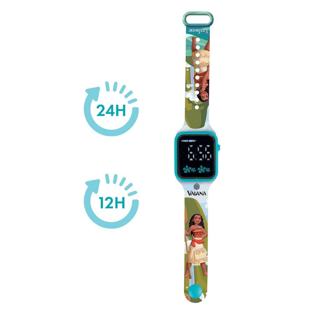 Reloj digital LED Lexibook de Vaiana Disney con correa ilustrada