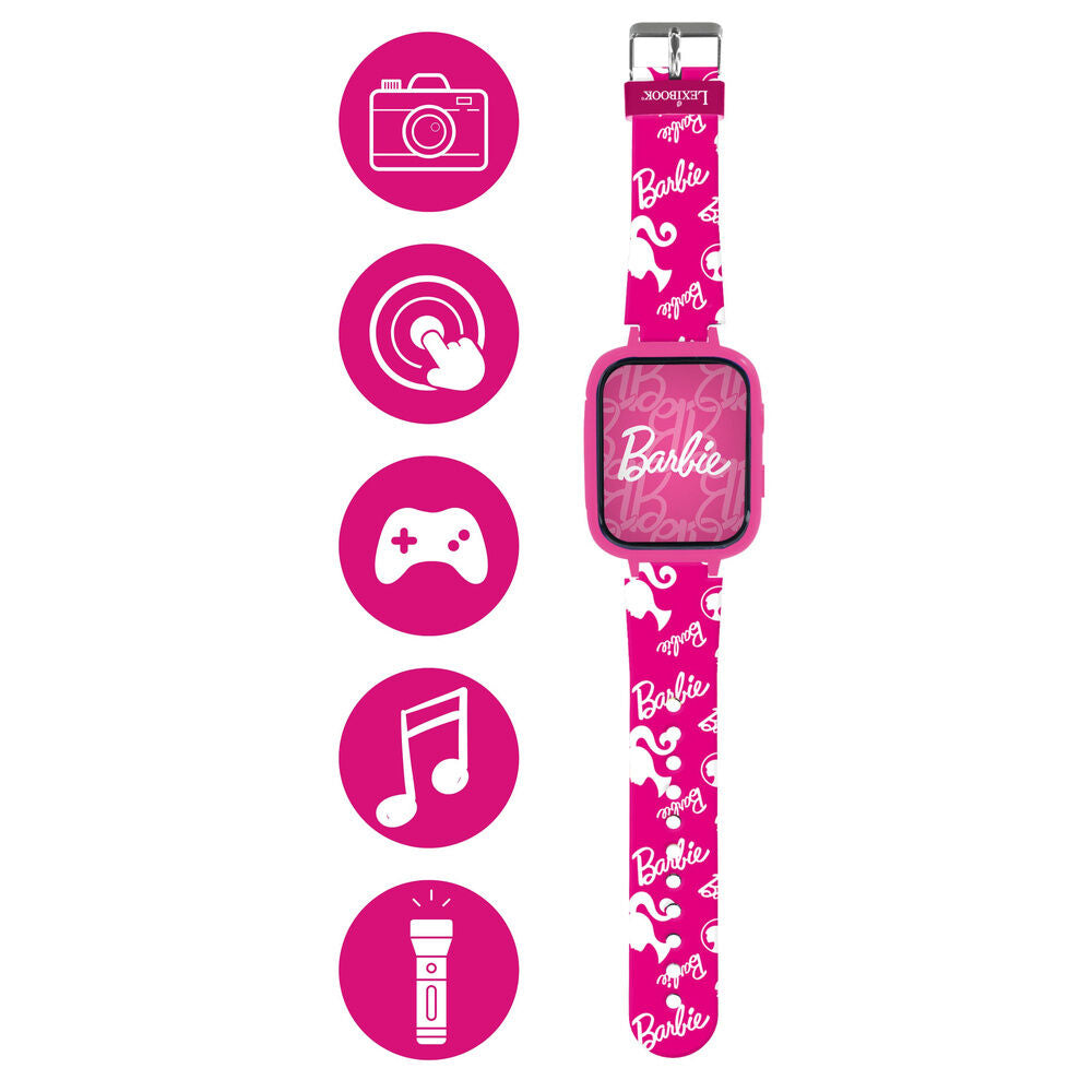Reloj digital Barbie rosa con cámara y correa estampada