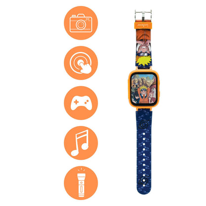 Reloj digital Naruto Shippuden naranja con cámara y correa azul