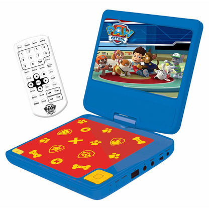 Reproductor DVD portátil azul de Paw Patrol con pantalla giratoria y mando a distancia