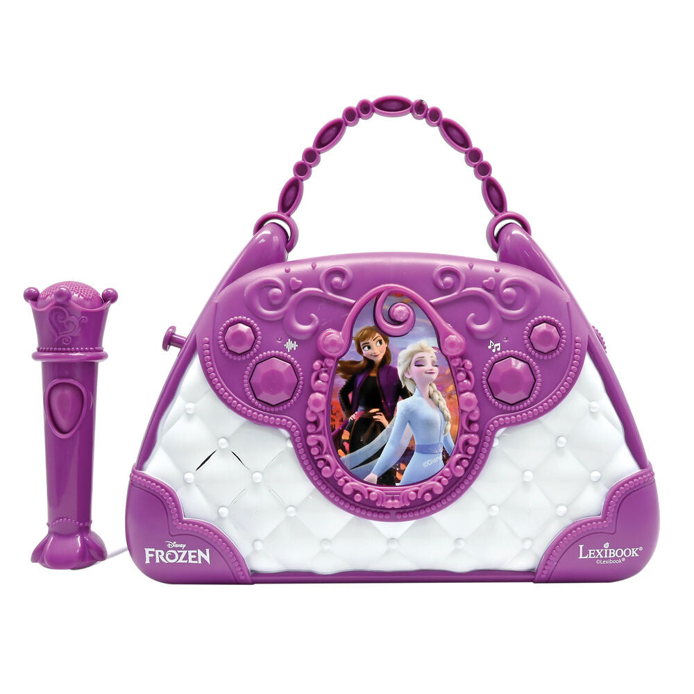 Bolso karaoke Frozen Disney morado con micrófono y altavoz