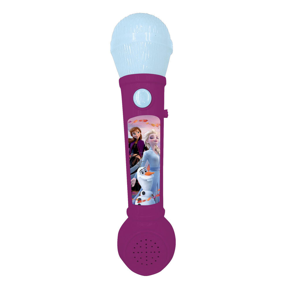 Micrófono luminoso Disney Frozen morado con Anna, Elsa y Olaf