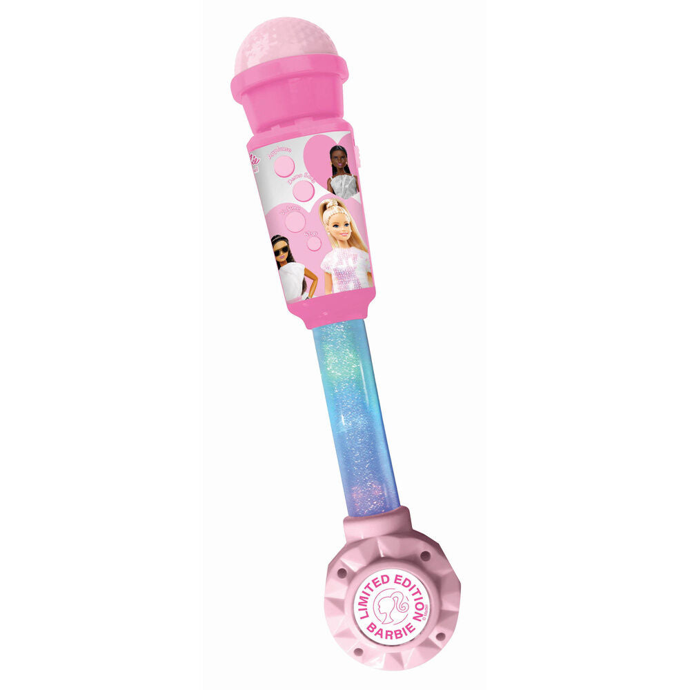 Micrófono luminoso Barbie rosa con mango brillante