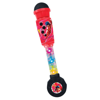 Micrófono luminoso rojo de Ladybug con altavoz y mango multicolor