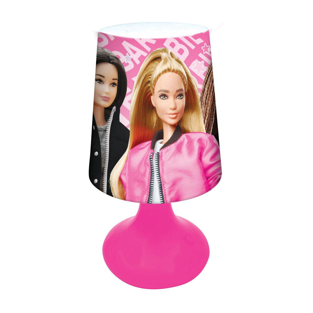Mini lámpara Barbie rosa con pantalla decorada