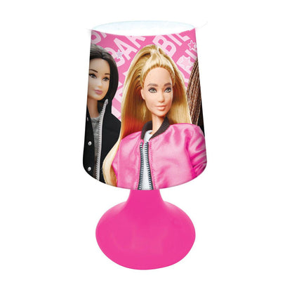Mini lámpara Barbie rosa con pantalla decorada