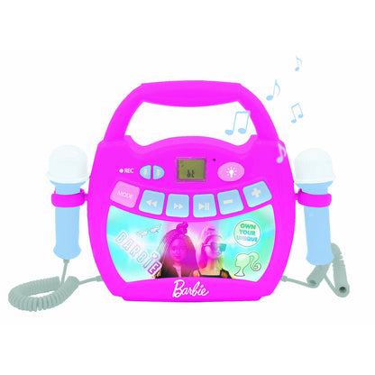 Altavoz karaoke Bluetooth Barbie rosa con dos micrófonos