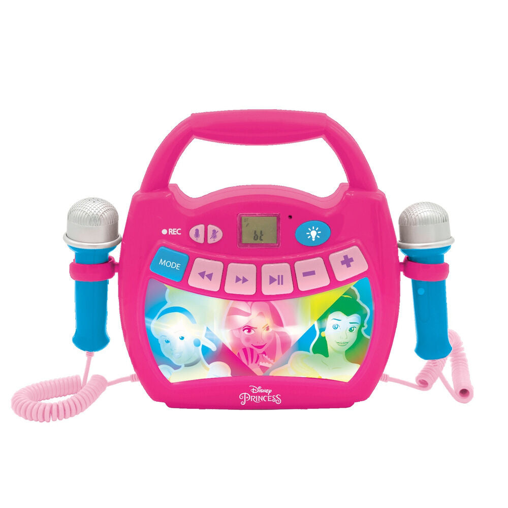 Altavoz karaoke rosa Disney Princesas con dos micrófonos