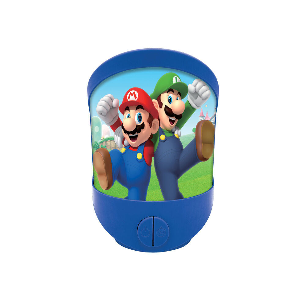 Lámpara de noche azul de Super Mario Bros con Mario y Luigi