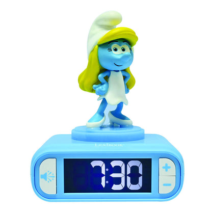 Reloj despertador 3D azul de Pitufina con pantalla LCD