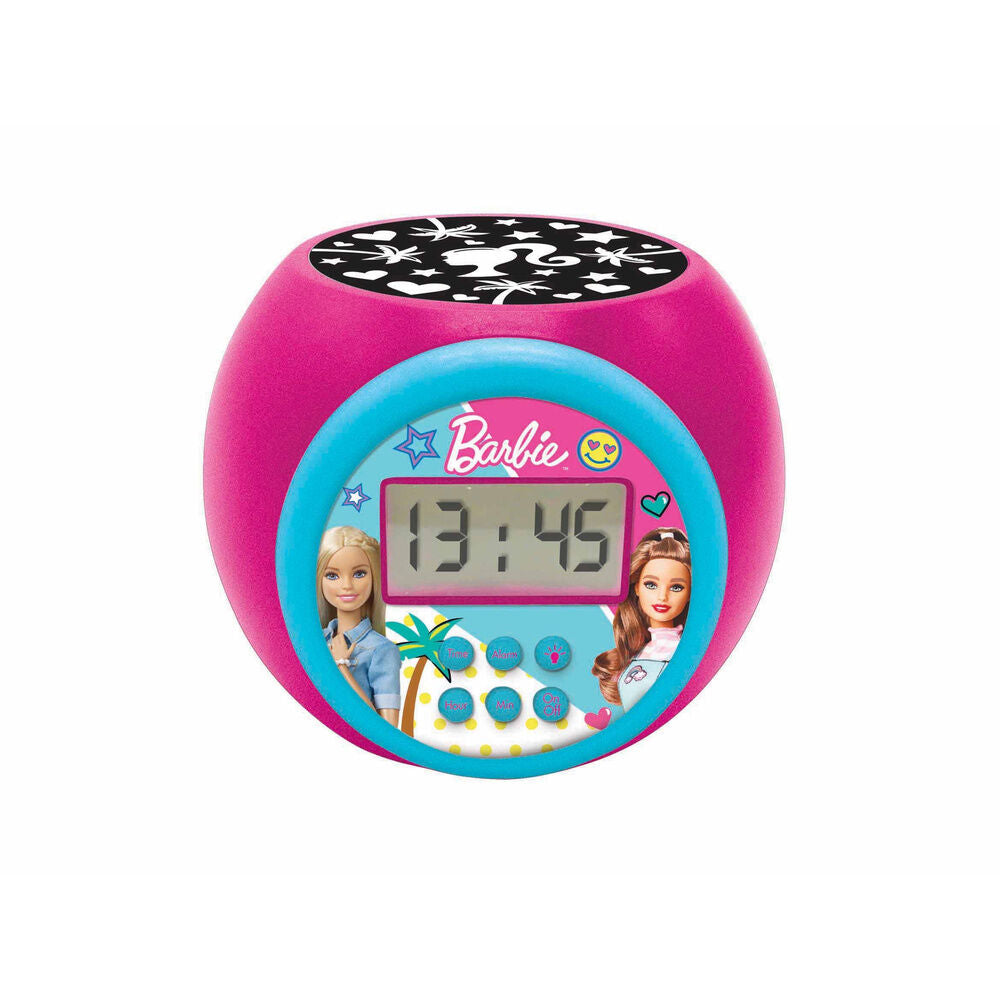 Reloj despertador proyector Barbie rosa y turquesa con pantalla LCD
