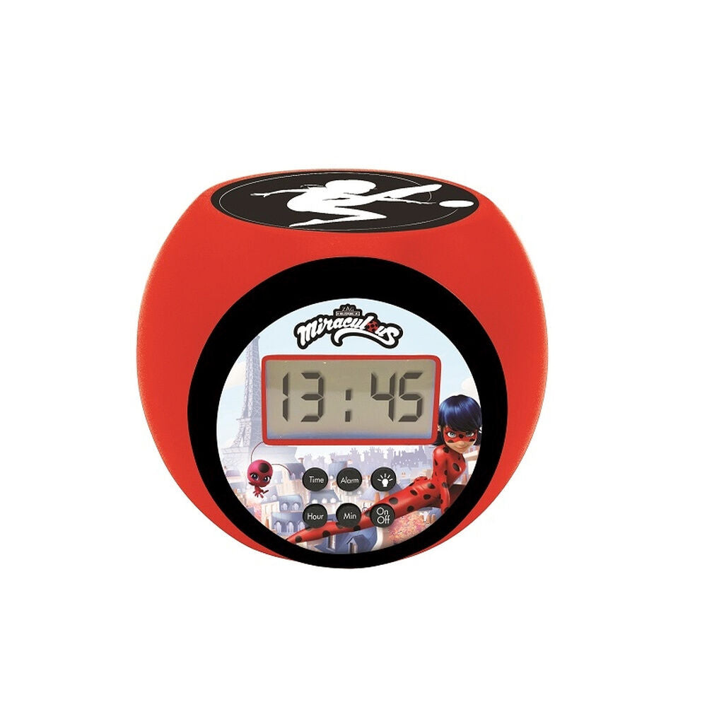 Reloj despertador proyector rojo de Ladybug con pantalla LCD