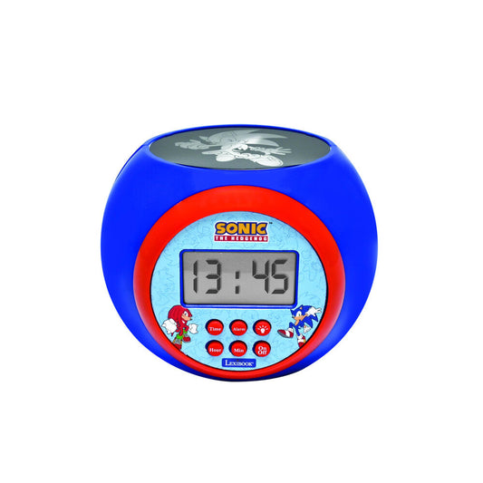 Reloj despertador proyector Sonic azul y rojo