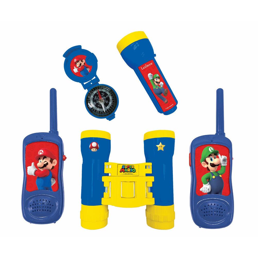 Set aventurero Super Mario Lexibook con walkie-talkies, prismáticos, linterna y brújula