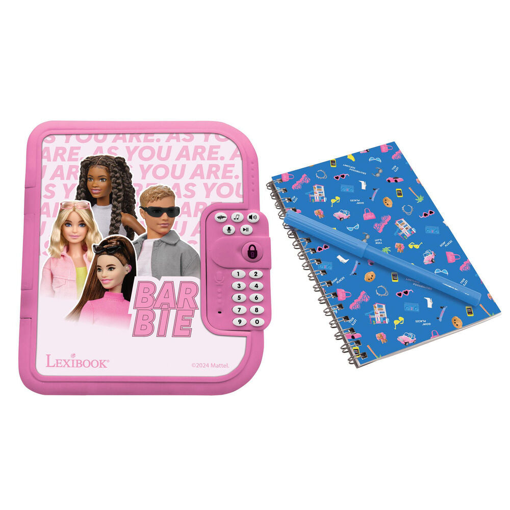 Diario electrónico rosa Barbie Lexibook con cuaderno y bolígrafo