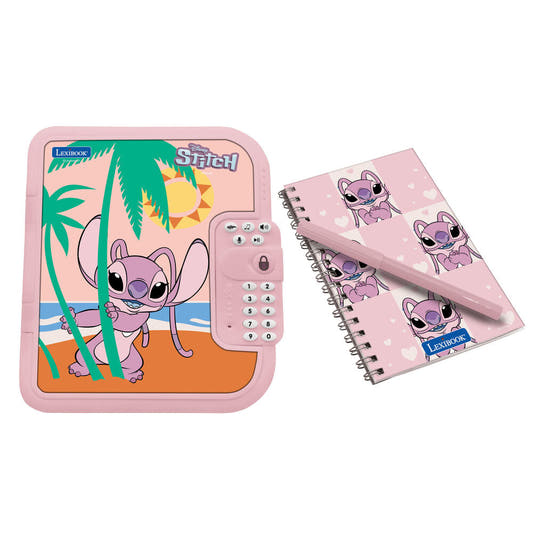 Diario electrónico rosa Disney Stitch con cuaderno y bolígrafo
