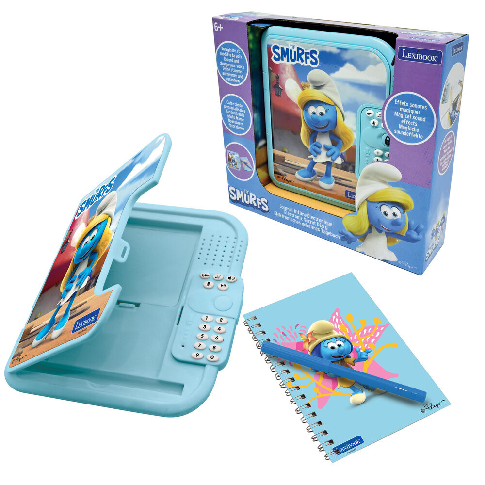 Diario electrónico LEXIBOOK de Los Pitufos con bolígrafo y cuaderno