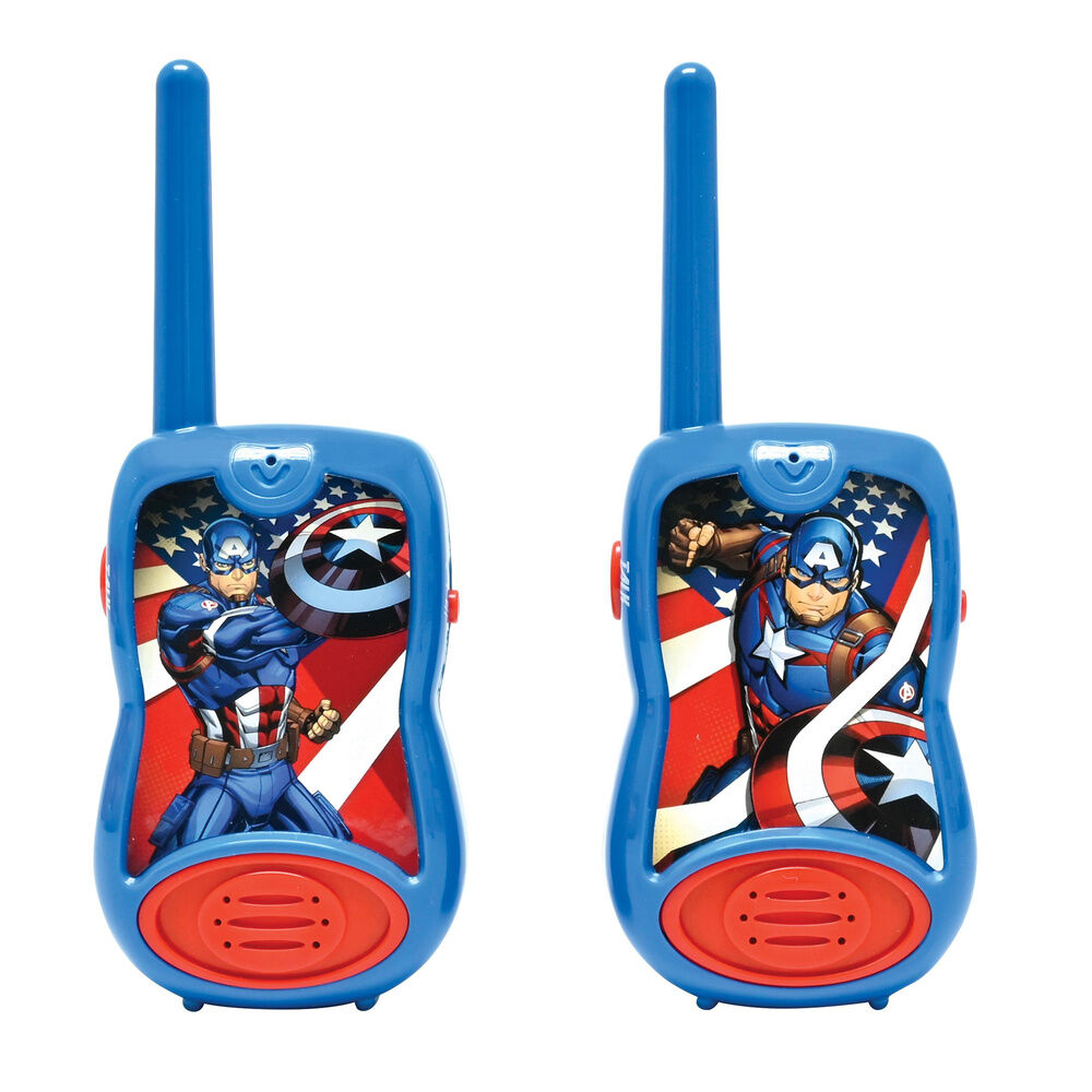 Walkie-talkies azules y rojos de Avengers Marvel con Capitán América