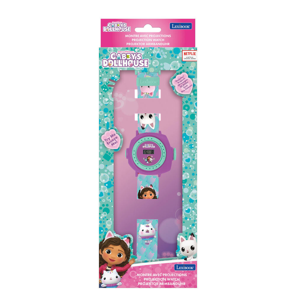 Reloj digital morado y verde de Gabby's Dollhouse con proyección - 2