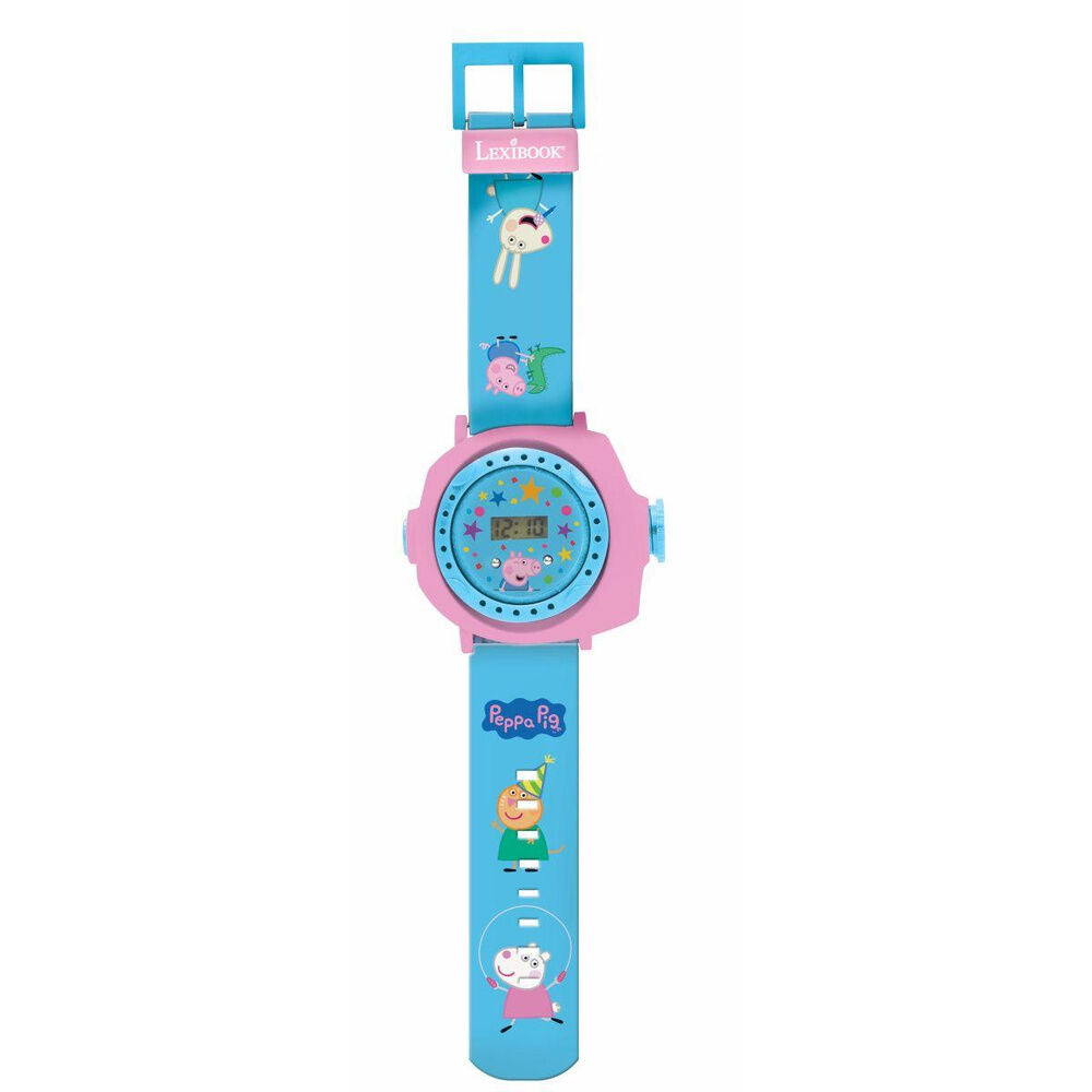Reloj digital rosa y azul con proyector de imágenes de Peppa Pig - 2