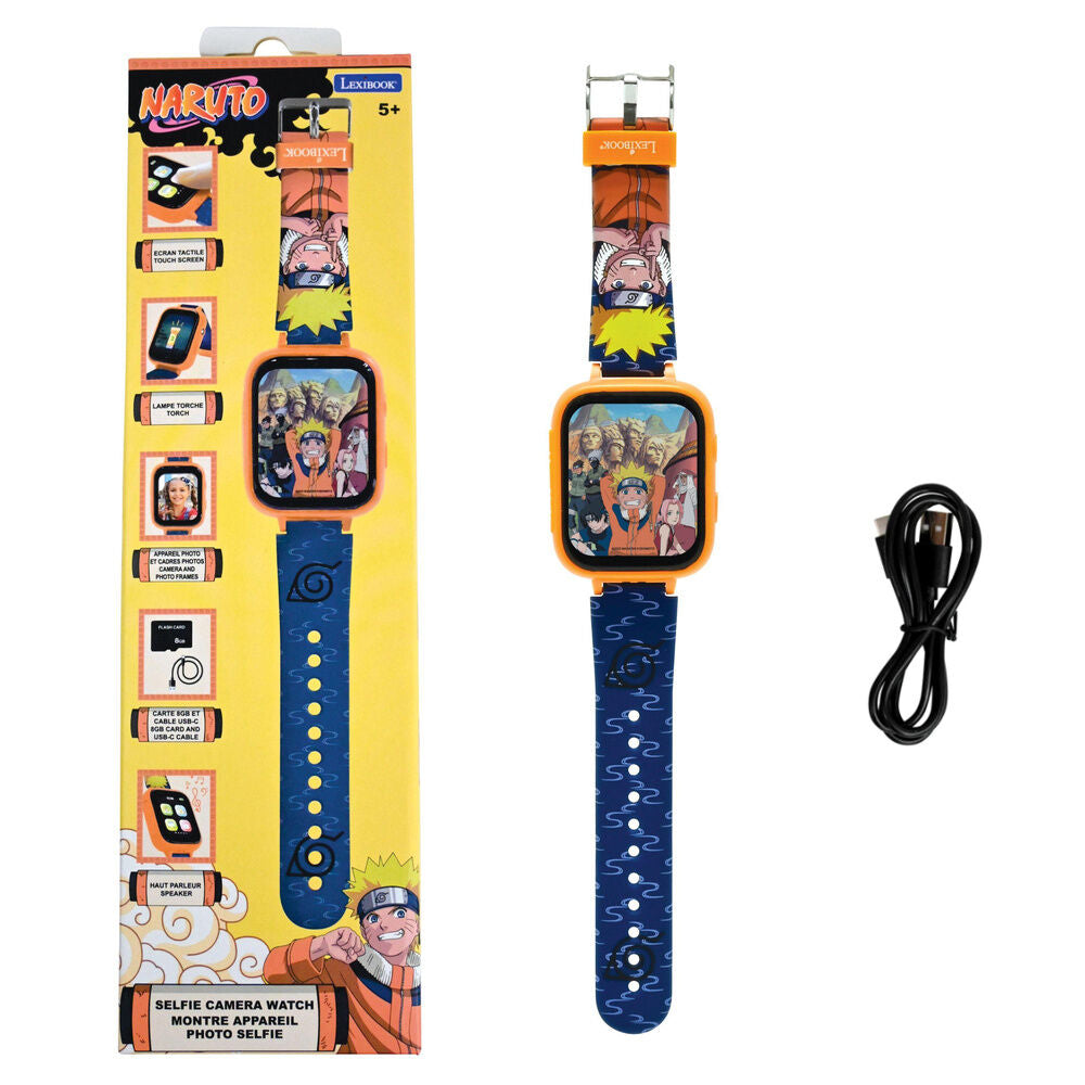 Reloj digital Naruto Shippuden naranja con cámara y correa azul - 2