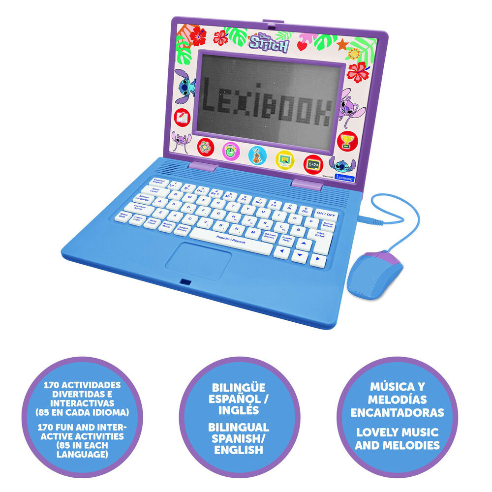 Portátil educativo bilingüe Stitch Disney de Lexibook con teclado y pantalla LCD - 2
