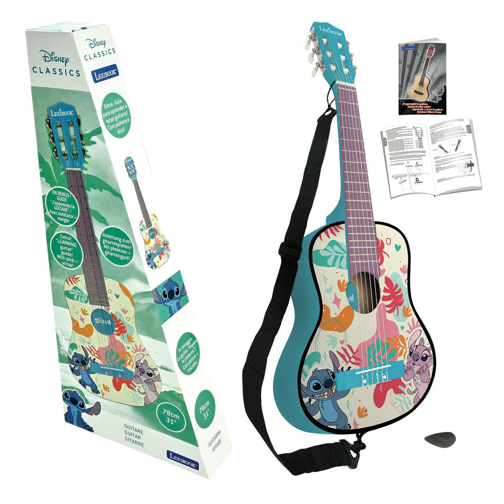 Guitarra de madera Stitch Disney de 78 cm con diseño de Stitch y Angel - 2