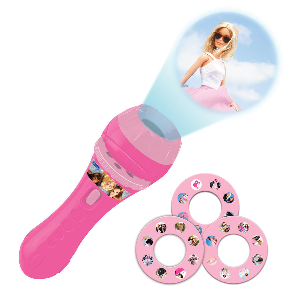 Linterna proyector Barbie rosa con tres discos de imágenes - 2