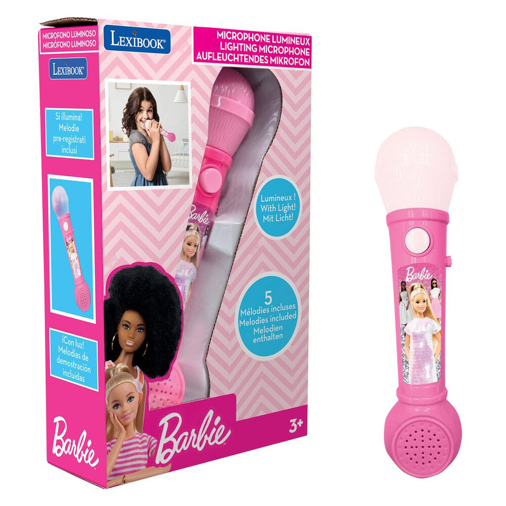 Micrófono luminoso rosa Barbie con altavoz - 2
