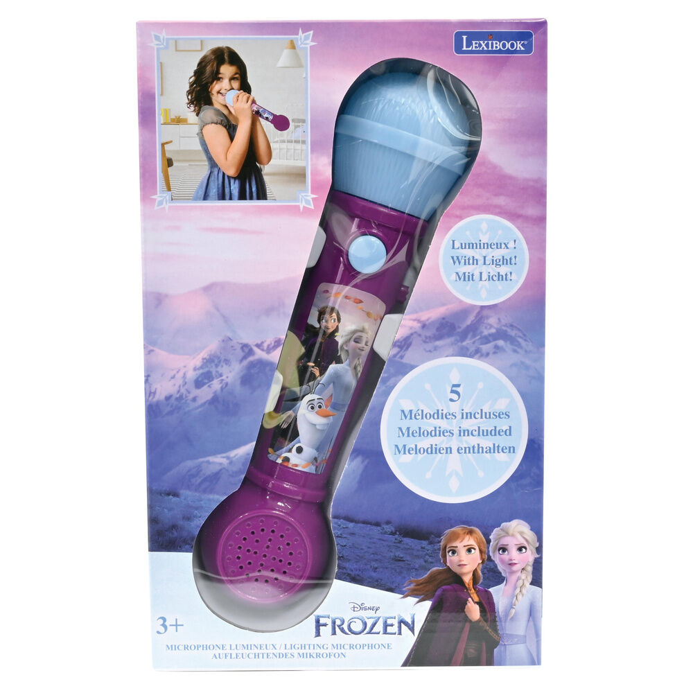 Micrófono luminoso Disney Frozen morado con Anna, Elsa y Olaf - 2