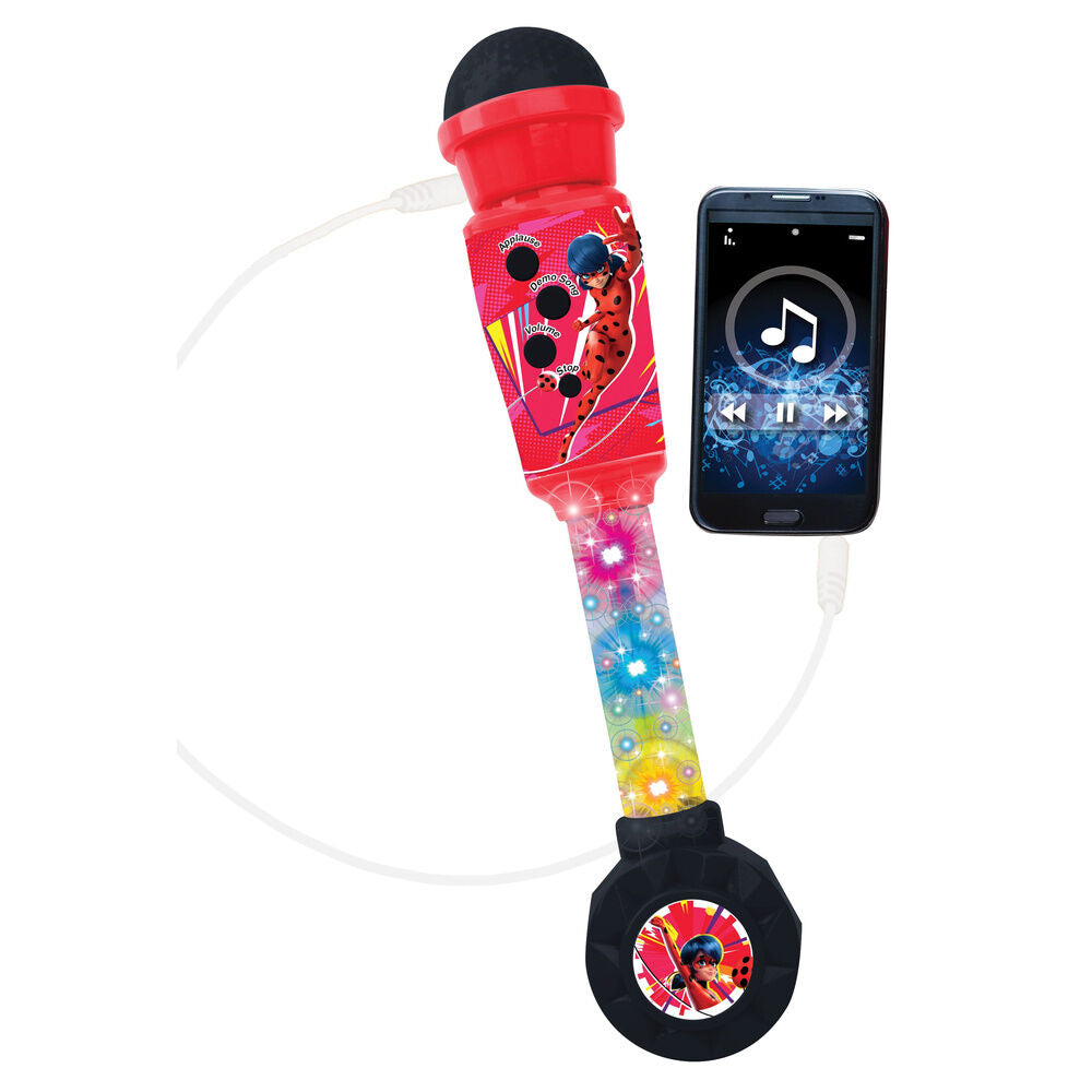 Micrófono luminoso rojo de Ladybug con altavoz y mango multicolor - 2