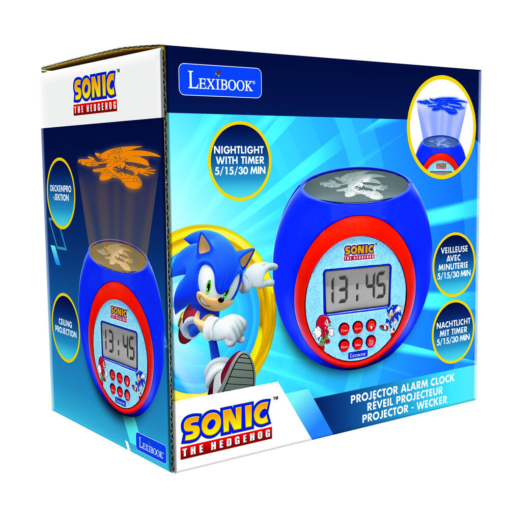 Reloj despertador proyector Sonic azul y rojo - 2