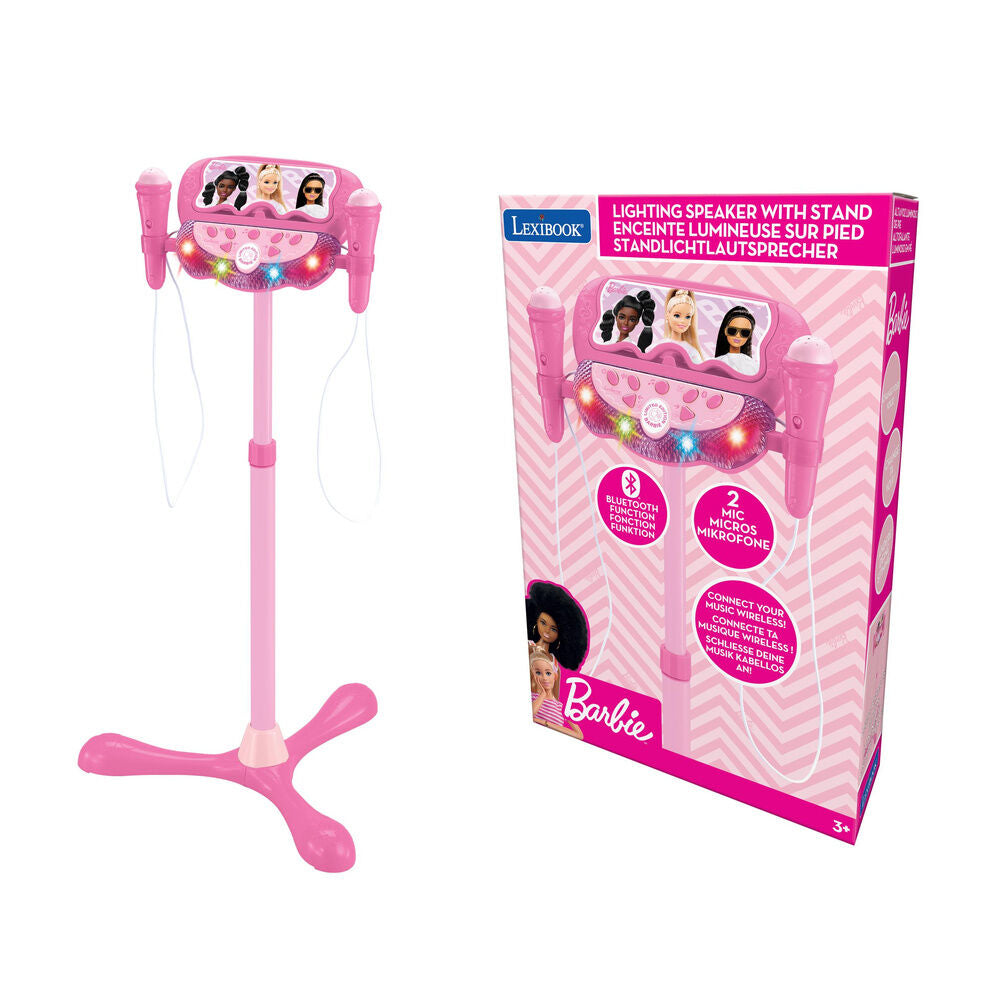Micrófono de karaoke Barbie rosa con soporte ajustable y dos micrófonos - 2