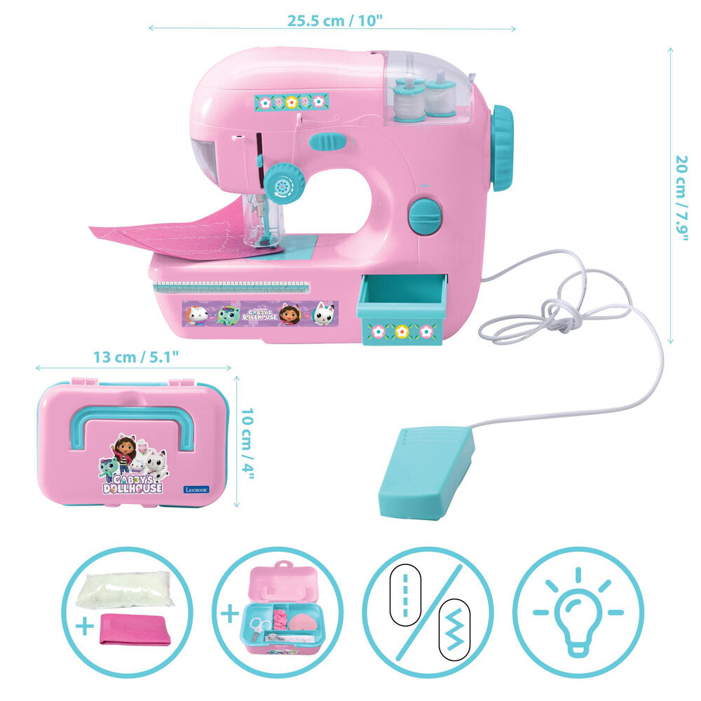 Máquina de coser rosa de Gabby's Dollhouse con maletín y accesorios - 2