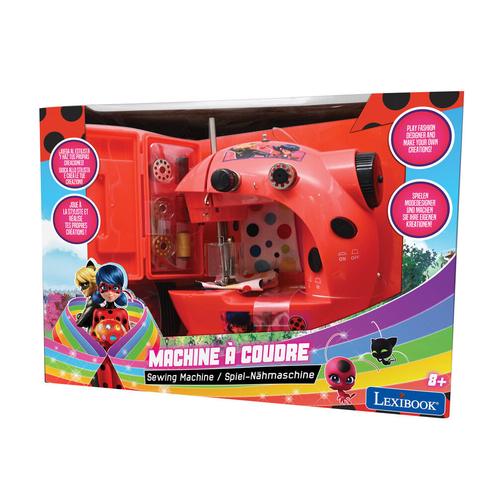 Máquina de coser de juguete roja de Ladybug con estuche y piezas de costura - 2