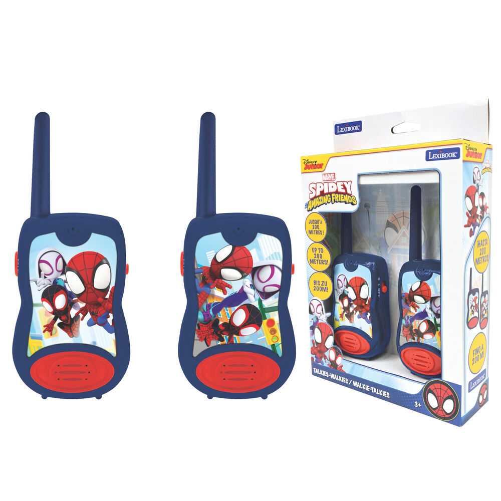 Walkie-talkies Spidey Marvel azules y rojos con ilustraciones de personajes - 2