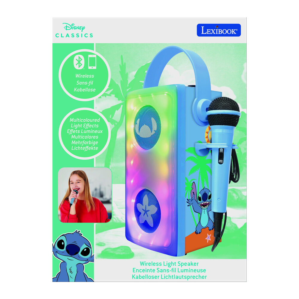 Altavoz Bluetooth luminoso azul de Stitch Disney con micrófono - 3