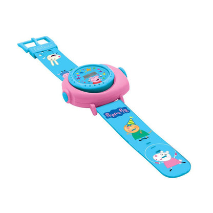 Reloj digital rosa y azul con proyector de imágenes de Peppa Pig - 3
