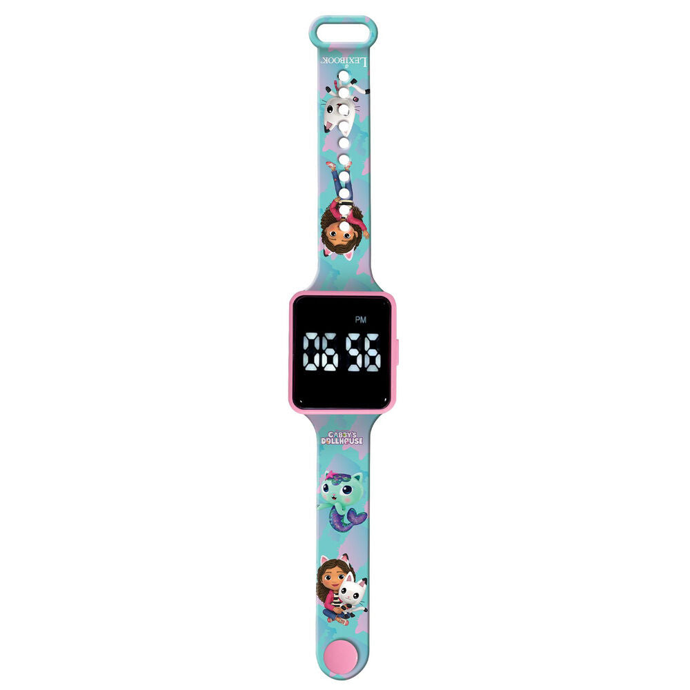 Reloj digital LED infantil de La Casa de Muñecas de Gabby con correa turquesa y rosa - 3