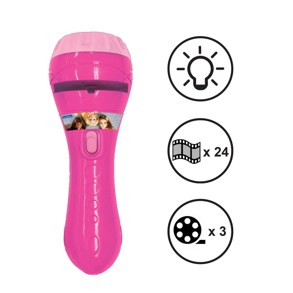 Linterna proyector Barbie rosa con tres discos de imágenes - 3