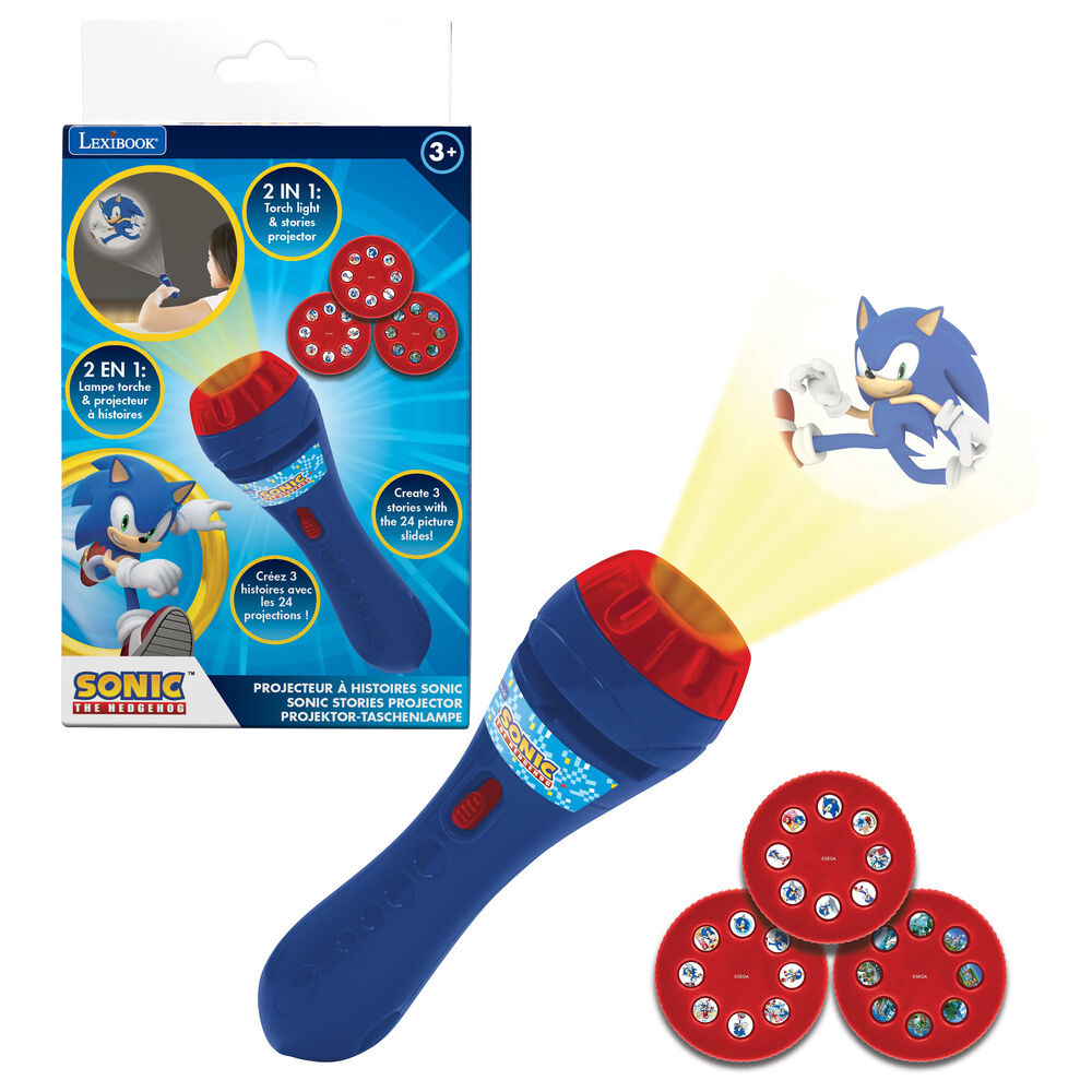 Linterna proyector azul de Sonic con tres discos de imágenes - 2