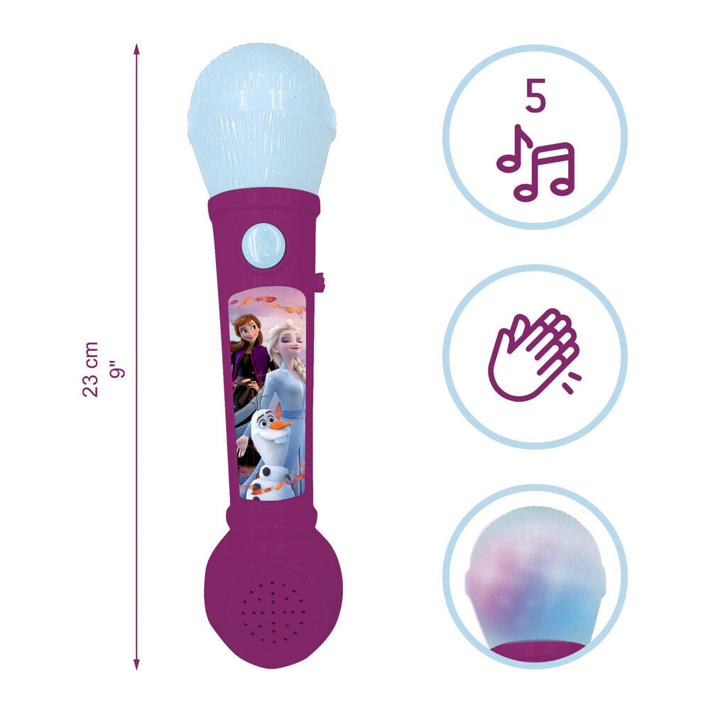 Micrófono luminoso Disney Frozen morado con Anna, Elsa y Olaf - 3