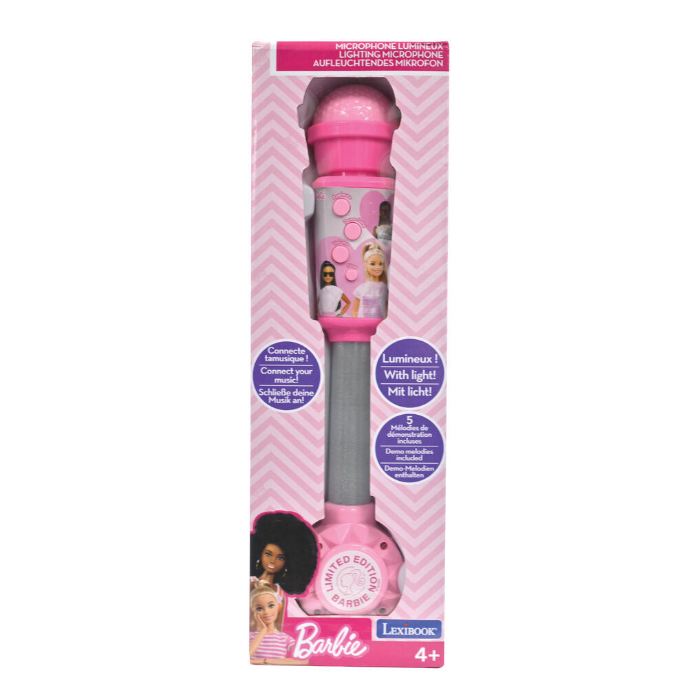 Micrófono luminoso Barbie rosa con mango brillante - 3