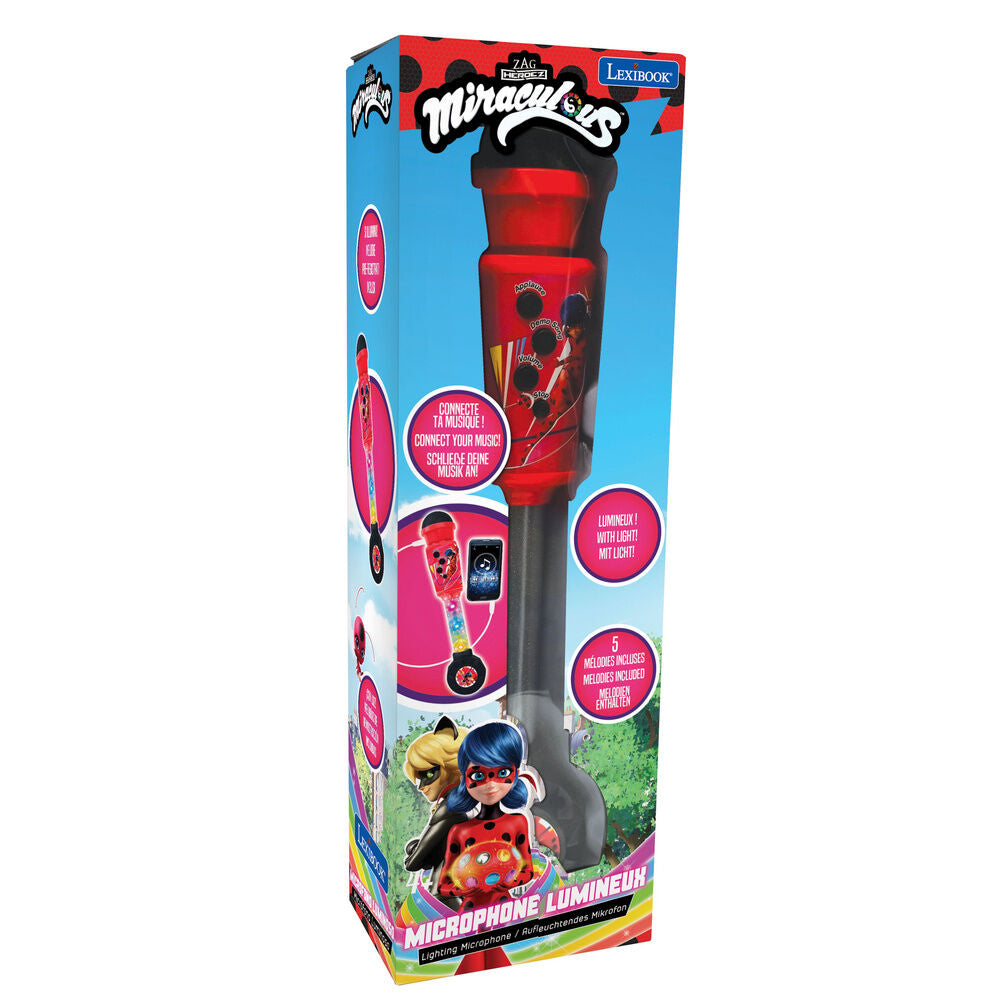 Micrófono luminoso rojo de Ladybug con altavoz y mango multicolor - 3