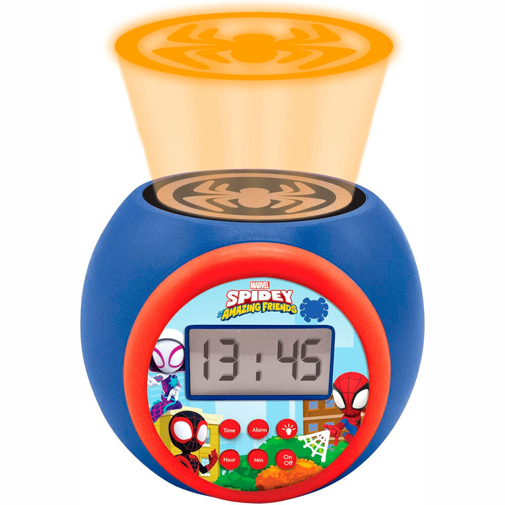 Reloj despertador proyector Spidey Marvel azul y rojo con pantalla LCD - 4