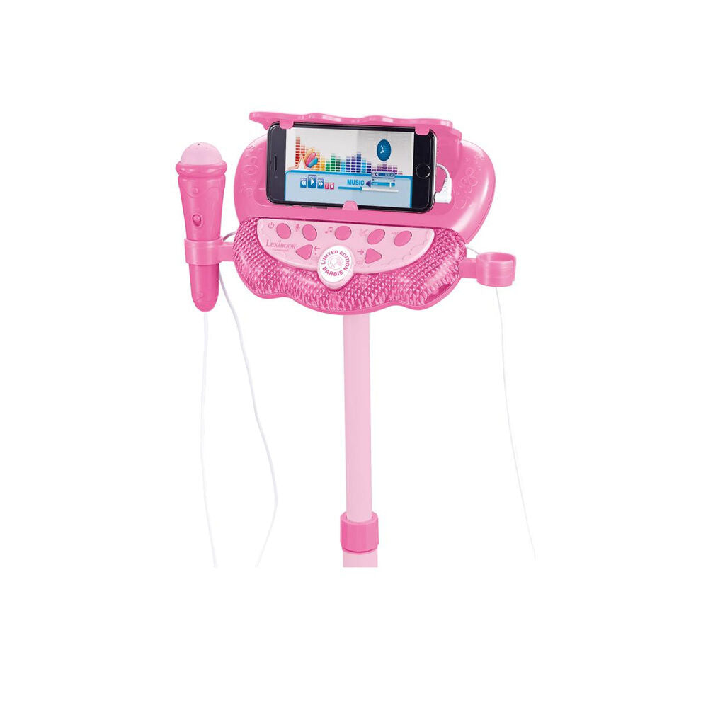 Micrófono de karaoke Barbie rosa con soporte ajustable y dos micrófonos - 3