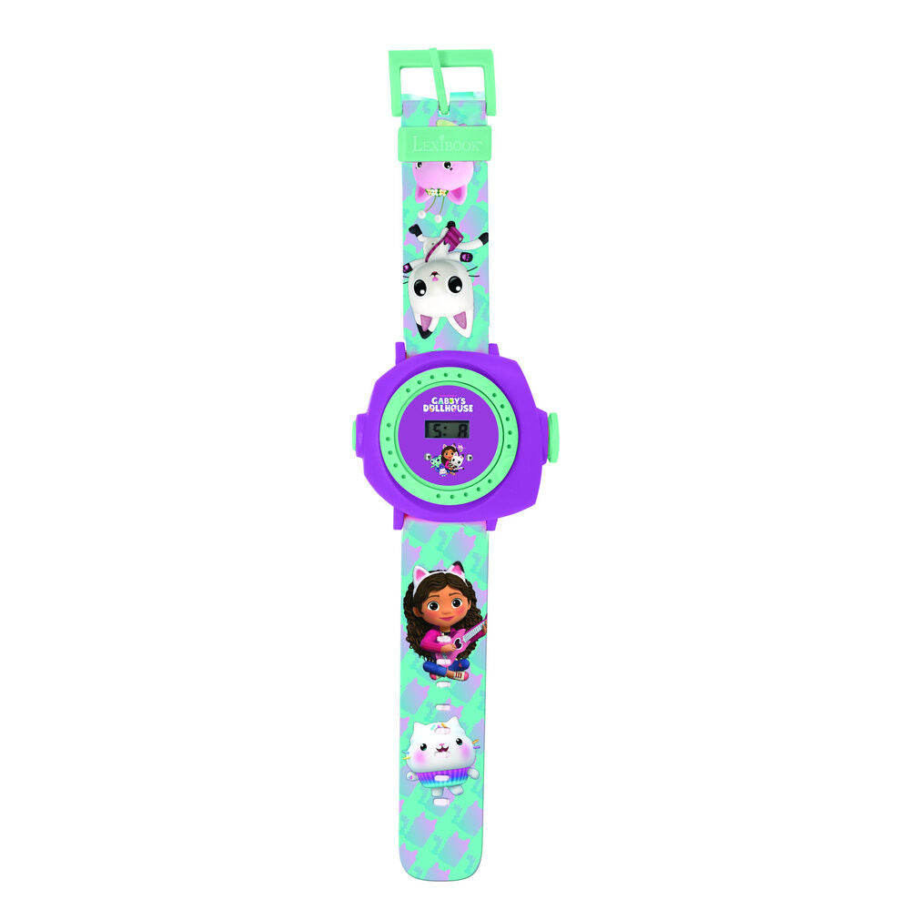 Reloj digital morado y verde de Gabby's Dollhouse con proyección - 4